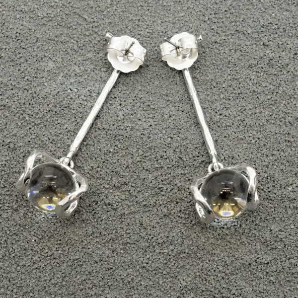 Clear Quartz Sphere Drop Earrings