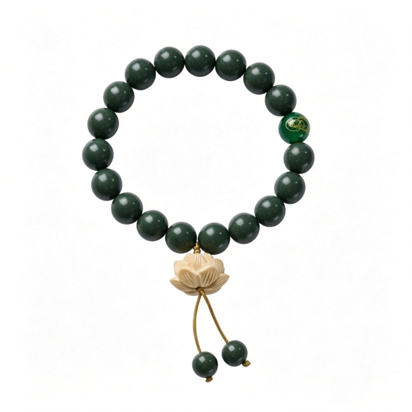 Mugwort Herbal & Carved Lotus Abundance Bracelet