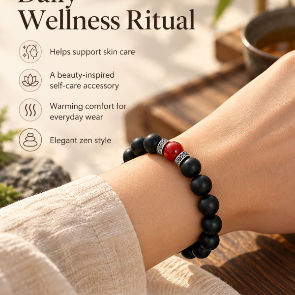 Handmade Herbal Patchouli & Red Agate Beaded Bracelet
